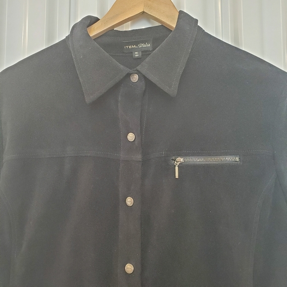 ITEM BY DALIA | Suede-Like Button Down  Top - Picture 2 of 8